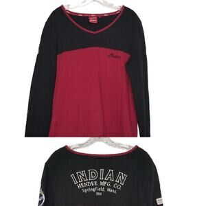 Indian Motorcycle Women's V-Neck Black Maroon Embroidered Sweatshirt Large